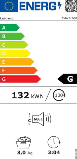 Labirent LTMW3-ZG8 - Mini Wasdroger - 3kg Laadvermogen - Luchtafvoerdroger- 1000W - Vrijstaand - Wit — thumbnail 2