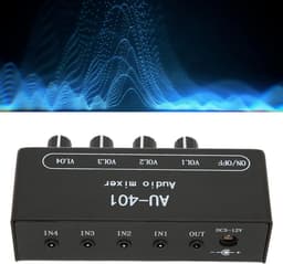 4-Kanaals Mini Audio Mixer met Onafhankelijke Volumeregeling en Versterking voor PC en Laptop — thumbnail 3