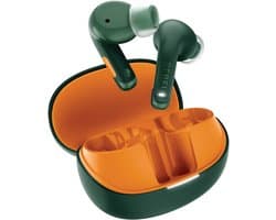 Fresh 'n Rebel Twins Fuse 2 - Draadloze oordopjes - Noise Cancelling oortjes met 36 uur speeltijd - Met Microfoon en App - Velvet Green + Flaming Orange