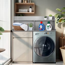 Wasmachine en Droger Meubel met 2-laags Opbergplank, Universeel Geschikt — thumbnail 3