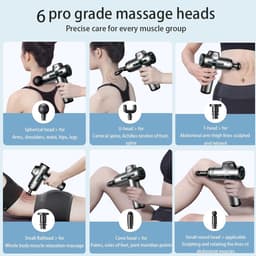 Mini Massagepistool - Elektrisch Massageapparaat voor Nek & Schouder - Deep Tissue Spierherstel voor Sporters - Ultra Stil 3200 rpm - 6 Standen & 6 Koppen - Grijs - 1 Stuk — thumbnail 4