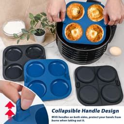 Yorkshire pudding bakplaat voor Air Fryer - 4 stuks - Burger Bun vorm - Muffin Top Pan - 4 cups - Yorkshire Pudding vormen - Muffin - Whoopie Pie - siliconen. — thumbnail 3