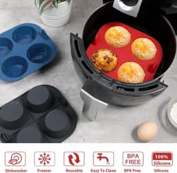 Siliconen Muffinvorm 3 stuks voor Airfryer - Bakvorm voor Heteluchtfriteuse - Muffinvormpjes voor Muffins, Cupcakes, Cakes - Pudding Cupcake Vormpjes — thumbnail 2
