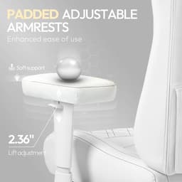 Dowinx Gamingstoel – Ergonomische Bureaustoel met Massage & Verwarming, Ademend Pocketveringkussen, Verstelbaar met Voetsteun, Nek- & Rugsteun – Wit — thumbnail 3