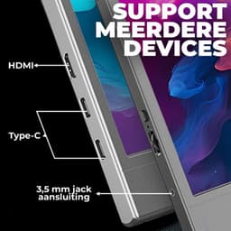 Portable Monitor + Over Ear Koptelefoon - Games / Presentaties / Smartphone / Laptop - Full HD - 15.6" - Draagbare Monitor Scherm - Inclusief AUX / HDMI / Lederen Hoes / USB-C — thumbnail 9