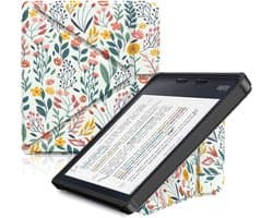 Stand Case voor 7" Kobo Libra Colour 2024 - Slim Premium PU Leather Sleeve Cover - Auto Sleep/Wake Support - Bloemen