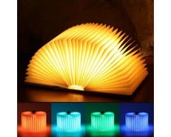 Oplaadbare LED Boekenlamp - Opvouwbare Lichtgevende Boekvormige Lamp met 12 Kleuren