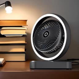 Stille Tafelventilator - Persoonlijke Koeler - Bureau Verkoeling - Sfeerverlichting Ingebouwd - 232 cm Breed - Zwart — thumbnail 2