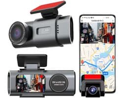Dashcam voor Auto - 4K Dashcam - Dual Lens - 170° Groothoek - GPS - WiFi - Nachtvisie - 24H Parkeermodus - G-Sensor - 128GB Geheugenkaart inbegrepen - Alleen 4K Dashcam - Zwart