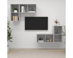 TV Wandkast Set - Opbergkasten - Woonkamer Inrichting - Modulair Ophangsysteem - 37x37x72 cm - Betongrijs