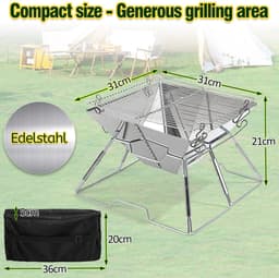 Draagbare Camping Barbecue – Opvouwbare Houtskool BBQ voor Tuin, Balkon en Picknick — thumbnail 2