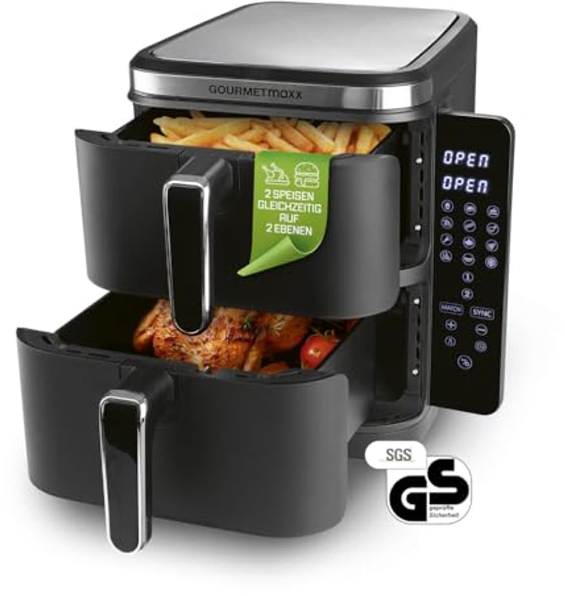 Vertikale heteluchtfriteuse 10L met 4 niveaus, Touchscreen en Ruimtebesparend Ontwerp — afbeelding 1