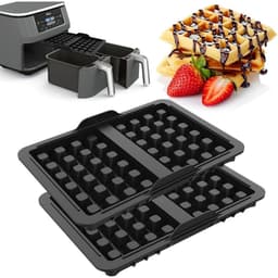 EXCITAT Wafelijzer - Siliconen mal - Airfryer accessoire - Geschikt voor thuis, bakkerij, dessertwinkel, café - Zwart — thumbnail 1