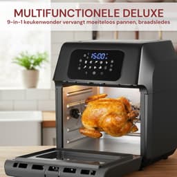 Royal Swiss® Airfryer Oven 12L XXL – Heteluchtfriteuse – 1800W – 8 Programma’s – Inclusief Accessoires – 80–200°C – RVS/Zwart — thumbnail 6