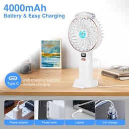 Oplaadbare Handventilator met Misting - 4000mAh Mini Ventilator voor Thuis en Buiten — thumbnail 3