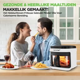Nutrichef Airfryer 5,5 L – 8-in-1 Kookmodi, Transparante Kom, Nauwkeurige Temperatuur & Timer – Wit — thumbnail 5