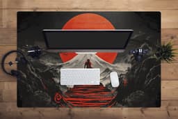 Muismat XXL 120x80 cm - Bureau onderlegger - Bureau mat Krijger - Rode trappen - Zon - Berg - Bureaumat - Gaming mousepad xl - Bureaulegger groot - Computer deskmat — thumbnail 4