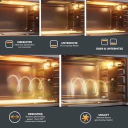 Heinrich´s HMO 8401 Mini-oven met hete lucht - 30L - kleine oven met draaispit, airfryer-inzetstuk – binnenverlichting - 1600W — thumbnail 3