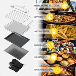 Heinrich´s HMO 8401 Mini-oven met hete lucht - 30L - kleine oven met draaispit, airfryer-inzetstuk – binnenverlichting - 1600W — thumbnail 4