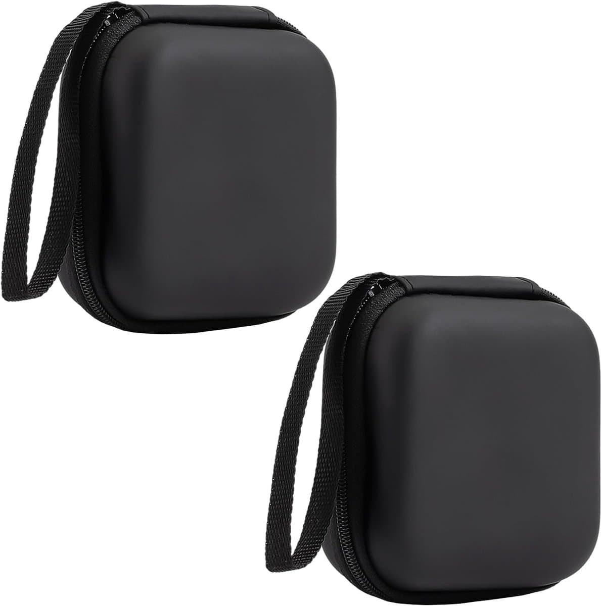 2 stuks - Hoofdtelefoonhoes - 9× 9 × 4,5 cm - Beschermhoes - Waterdicht en schokbestendig - Draagbare hoes - Harde beschermdoos - Opbergen van hoofdtelefoons, datakabel - Voor een breed scala aan hoofdtelefoons - Zwart — afbeelding 1