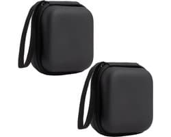 2 stuks - Hoofdtelefoonhoes - 9× 9 × 4,5 cm - Beschermhoes - Waterdicht en schokbestendig - Draagbare hoes - Harde beschermdoos - Opbergen van hoofdtelefoons, datakabel - Voor een breed scala aan hoofdtelefoons - Zwart