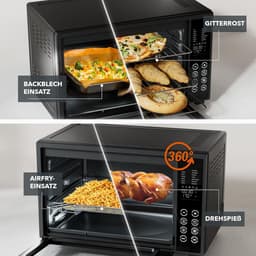 Heinrich´s HMO 8402 Mini-oven met hete lucht - 30L – met touch-bediening - kleine oven met draaispit, airfryer-inzetstuk – binnenverlichting - 1600W — thumbnail 11