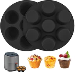 Siliconen muffinvorm, 7-cup diepe siliconen bakvorm, muffinvorm, muffinbakvorm, Yorkshire pudding, brood, cake (zwart) — thumbnail 2