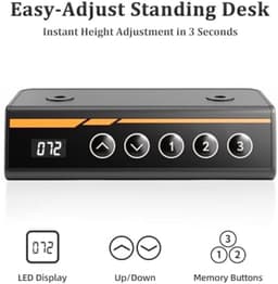 Verstelbaar bureau - Elektrisch in hoogte verstelbaar bureau 100x60 cm - Sta-bureau met geheugenfunctie - Ergonomische computertafel met kabelbeheer en botsingsbeveiliging - Wit — thumbnail 3