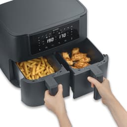 Severin FR 2463 Black Line Dual - Dubbele airfryer - Hetelucht friteuse - Touchscreen - 2x 4 liter - 11 Automatische programma's - Sync cook & finish – Zwart — thumbnail 8
