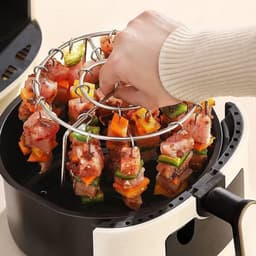 Airfryer verticale grill - 304 roestvrij staal - Inclusief 12 grillpinnen - Universele kebabspiesen - Ovenaccessoire voor thuis - Zilver — thumbnail 7