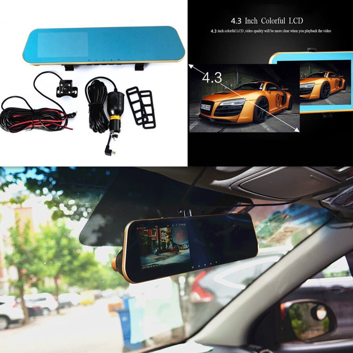 Dual-lens auto achteruitkijkspiegel rijrecorder DVR-camera 1080P recorder — afbeelding 1