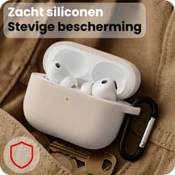 Hoes - Geschikt voor Apple Airpods Pro 3 - Siliconen Hoesje met Clip - Silicone Case Cover - Zand — thumbnail 4