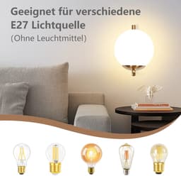 NETTLIFE Wandlamp - Vintage - Goud - Glazen bol - E27 Binnen Wandlamp - Slaapkamer - Trappenhuis-excl. lichtbron — thumbnail 4