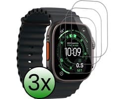 Screenprotector - 3 Stuks Geschikt voor Apple Watch Ultra 3 (49 mm) - Extra Sterk - Tempered Glass - Gehard Glas - Beschermglas Screen Cover - Bescherm Protector voor Smartwatch