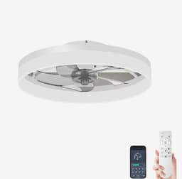 Lichtendirect- Plafondventilator met verlichting - Wit- Smart Lamp - 6 Standen Ventilator – Plafonniere lamp - Woonkamerlamp - Dimbaar -Afstandsbediening- APP functie- Zwart — thumbnail 1