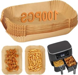 Allecto Premium - 100 stuks Wegwerp Air Fryer Liners | Compatibel met Dual Zone Air Fryer | Accessoires voor Ninja, Salter, Tower — thumbnail 3