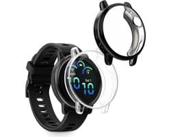 kwmobile 2x smartwatch hoes geschikt voor Garmin vivoactive 6 (42mm) / Active 6 hoesje - Siliconen sporthorloge cover - Activity tracker case in zwart / transparant