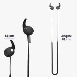 kwmobile Strap Compatible with Samsung Galaxy Buds 3 - Silicone Cord Holder for Wireless Earphones - Black — thumbnail 4