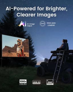 Nebula Mars 3 Zwart Outdoor Projector - 1920x1080 Resolutie - 1000 ANSI Lumen - 185Wh Batterij - IPX3 Waterbestendig - Tot 15 Uur Speeltijd - AI Beeldaanpassing — thumbnail 3