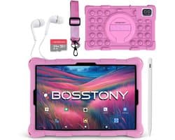 Bosstony Snelle Kids Tablet 10 inch - Ouderlijk Toezicht - 6000mAh Batterij - Android 13 - Incl Beschermpakket - Kindertablet vanaf 3 jaar