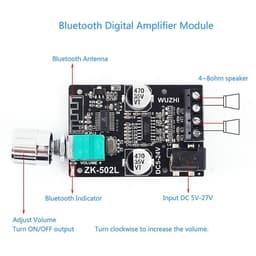 RFWR® Bluetooth 5.0 Mini Digitale Eindversterker Met Regelbaar Volume — thumbnail 2