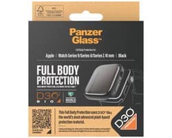 PanzerGlass Screenprotector geschikt voor Apple Watch - 41 mm Glazen | PanzerGlass Full Body Protector - Case Friendly - Zwart