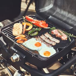 Gietijzeren omkeerbare BURNHARD® bakplaat, geëmailleerd, optimale warmteverdeling, vetafvoer, voor gasbarbecues, compatibel met EARL, FRED, WAYNE – BBQ grillplaat — thumbnail 3