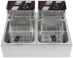 Elektrische Friteuse - Dubbele Tank - Dompel Frituurpan - Professionele Frituurmachine - Roestvrijstaal - 2 x 6L Capaciteit - 2 x 2500W Vermogen - Temperatuurregeling - Voor Friet, Snacks, Kip, Garnalen - Horeca & Thuisgebruik