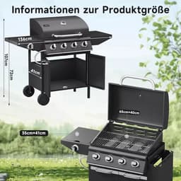 BORVAT® -15kW Gasbarbecue Grillwagen met 4+1 Branders en Zijbrander - Gasgrill BBQ — thumbnail 2
