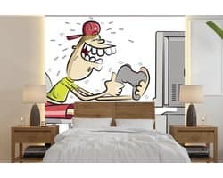 Behang - Fotobehang Gamer - Televisie - Console - Breedte 260 cm x hoogte 260 cm