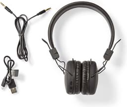 Nedis Draadloze On-Ear Koptelefoon - Batterij 1 werkingstijd standaard verbruik: 900 min - Ingebouwde microfoon - Drukbediening - Ondersteuning voor spraakbesturing - Volumebediening - Zwart — thumbnail 2