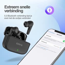 Draadloze Sport Oortjes - Oortjes Draadloos - Oordopjes Draadloos - Bluetooth In-Ear Oordopjes met Krachtige Bass - Wireless Earbuds - Waterdicht - USB-C - Zwart — thumbnail 4