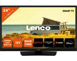 Lenco LED-2463BK (V2) - 24" Android Smart TV met 12V Auto Adapter - Zwart
