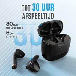 Synyq ProX - Draadloze Oordopjes - 30 uur Afspeeltijd - Bluetooth Oordopjes - Draadloze Oortjes - Oortjes Draadloos - Zwart — thumbnail 2